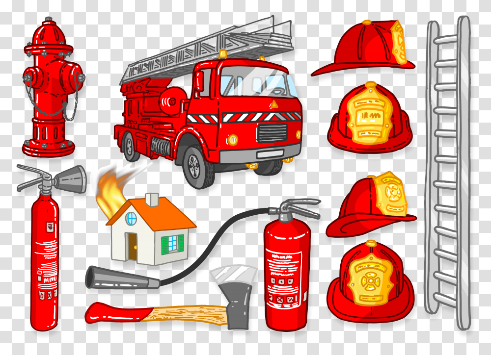 Firefighter Clipart Fire Engine Things In Fire Station, Fire Hydrant, Fire Truck, Vehicle, Transportation Transparent Png