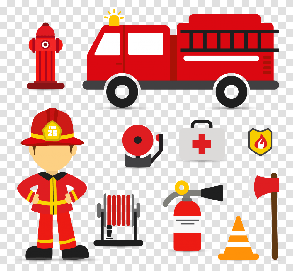 Firefighter Fire Engine Euclidean Vector Fire Truck Svg Free, Person, Human, Fireman, Vehicle Transparent Png