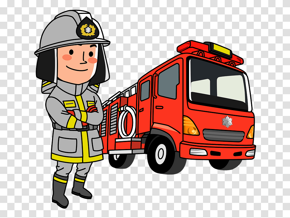Firefighter Fire Truck Clipart Firefighter, Person, Human, Vehicle, Transportation Transparent Png