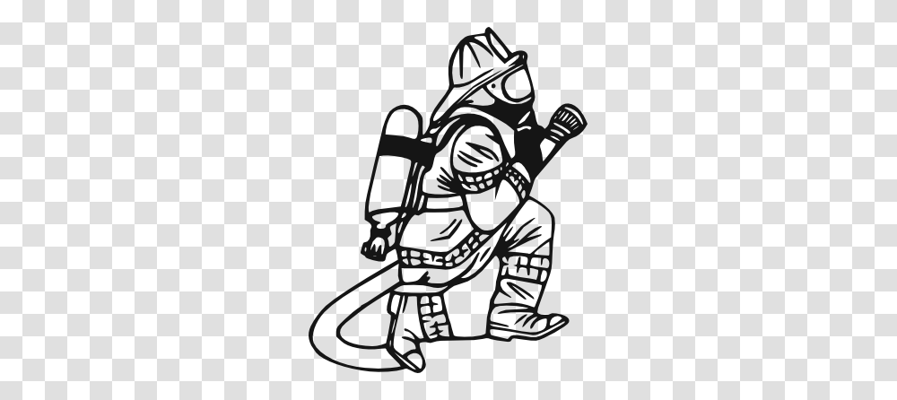Firefighter Holding Hose, Lawn Mower, Tool, Fireman, Knight Transparent Png