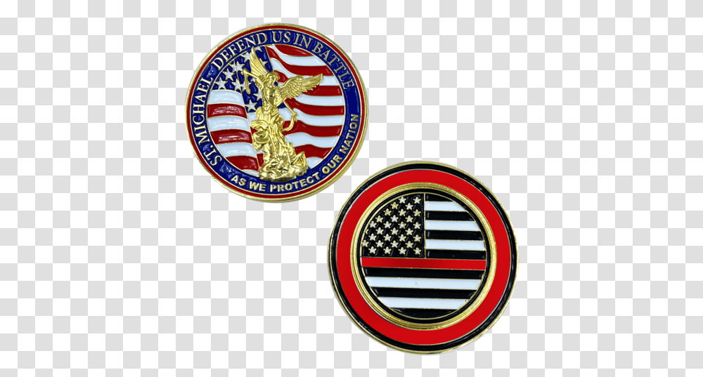Firefighter Paramedic Emt - St Michael Challenge Coin, Symbol, Flag, Logo, Trademark Transparent Png