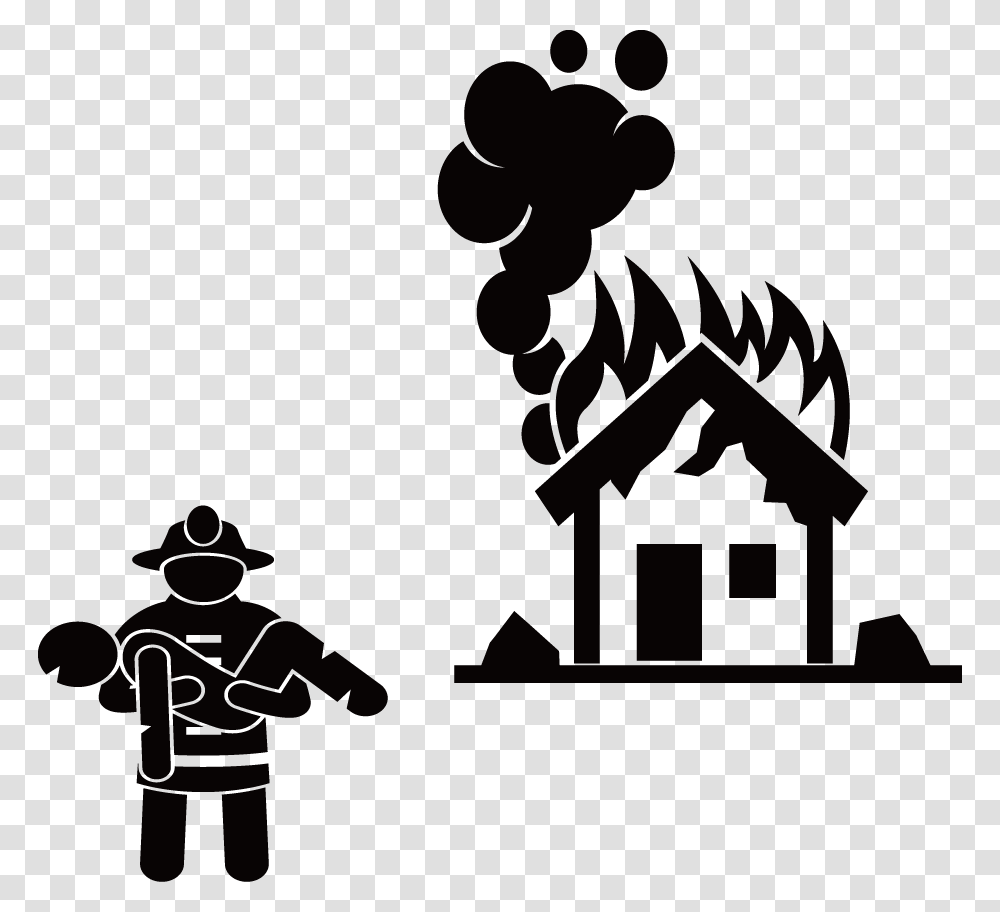 Firefighter Stick Figure Firefighting Fire House Icon, Person, Human, Silhouette, Fireman Transparent Png