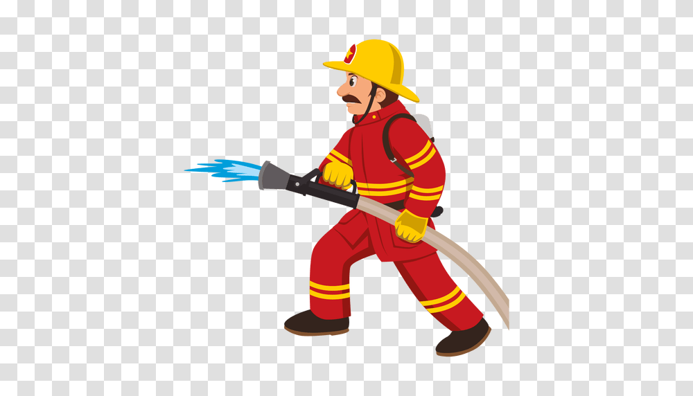 Firefighter With Hose Pipe, Person, Human, Fireman, Helmet Transparent Png