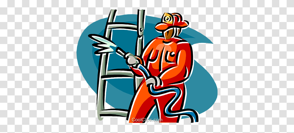 Firefighter With Ladder And Hose Royalty Free Vector Clip Art, Dynamite, Bomb, Weapon, Weaponry Transparent Png