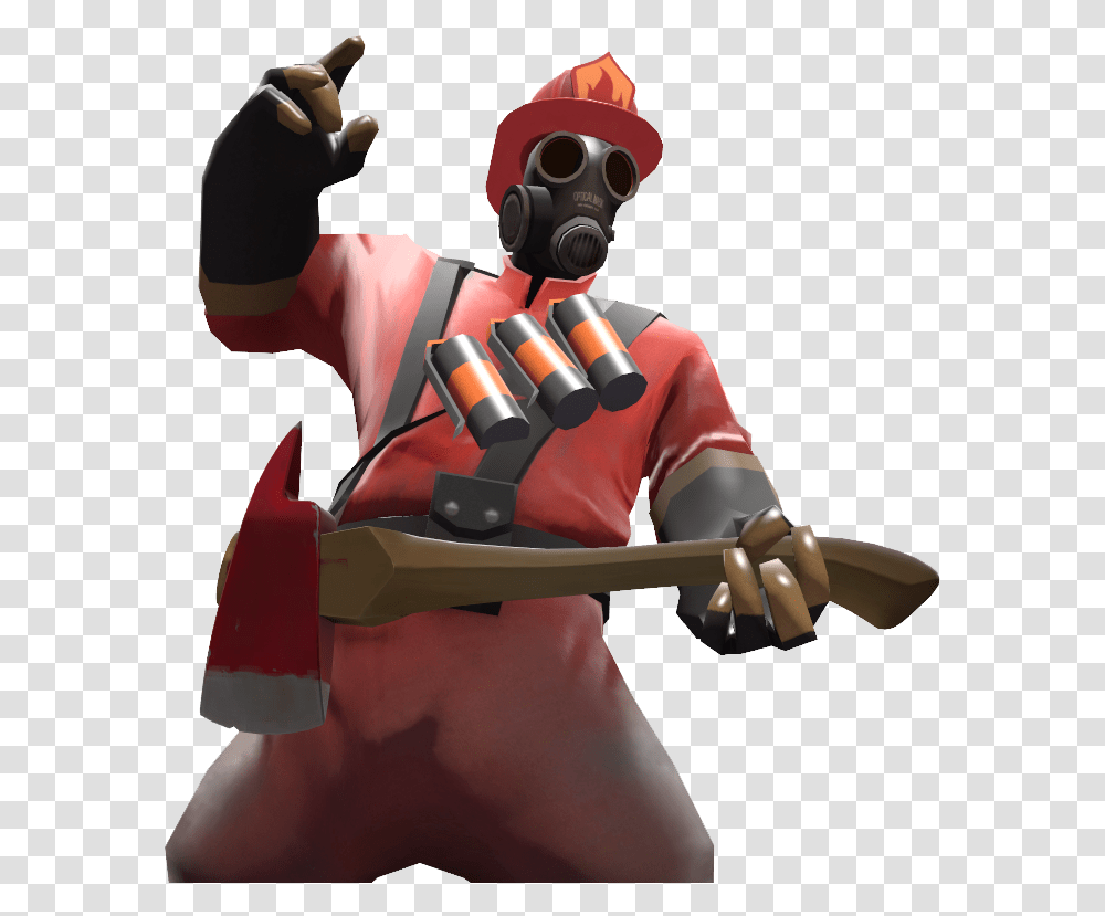 Fireman Hat Download Tf2 Pyro Fireman Hat, Person, Human, Weapon, Weaponry Transparent Png