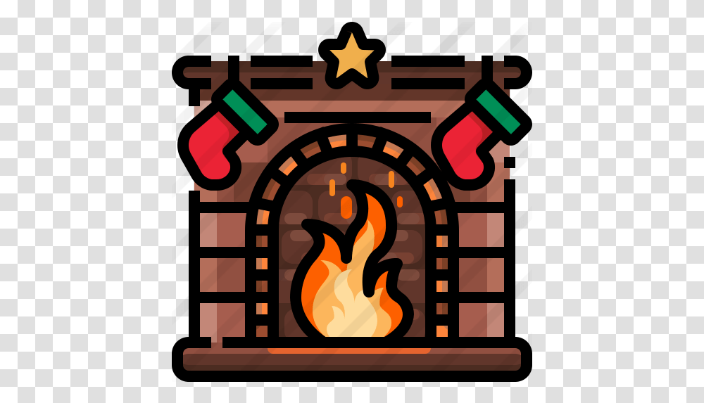 Fireplace Free Christmas Icons Clip Art, Symbol, Flame, Indoors, Text Transparent Png