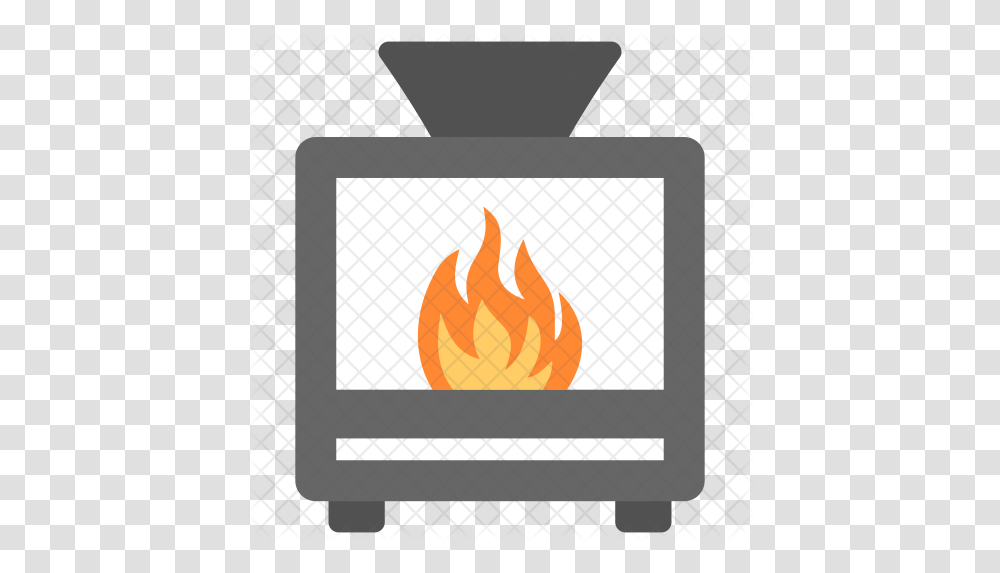 Fireplace Icon Of Flat Style Fire Screen, Flame, Bonfire Transparent Png