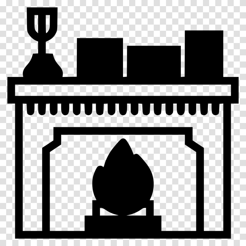 Fireplace Living Room Icon, Silhouette, Stencil, Electronics, Label Transparent Png