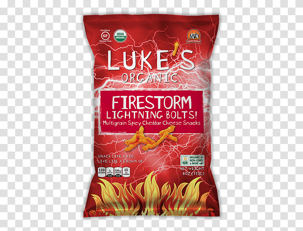 Firestorm Lightning Bolts Luke's Organic Gluten Free Organic, Food, Plant, Flour, Powder Transparent Png