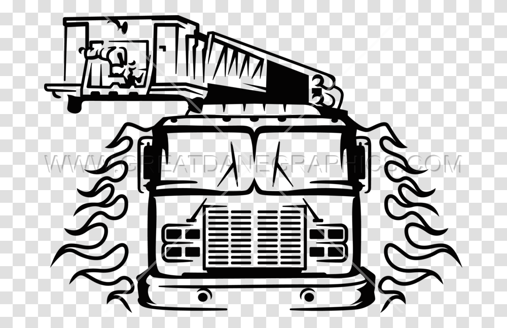 Firetruck Black And White Fire Truck Clipart, Electronics, Word, Vehicle, Transportation Transparent Png