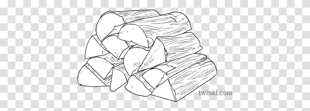 Firewood Fire Camping Fuel Stove Burning Pshce Secondary Bw Colouring Images Of Firewood, Drawing, Art, Pillow, Cushion Transparent Png