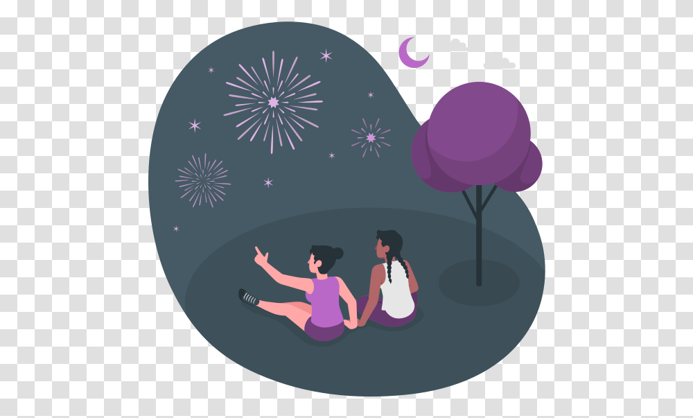 Fireworks Amico Style Illustration, Outdoors, Nature, Person, Night Transparent Png