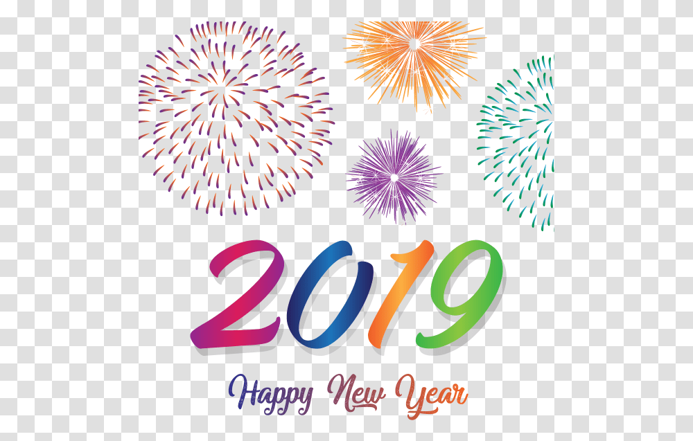 Fireworks Clipart Black And White Happy New Year 2019, Nature, Outdoors, Night, Poster Transparent Png