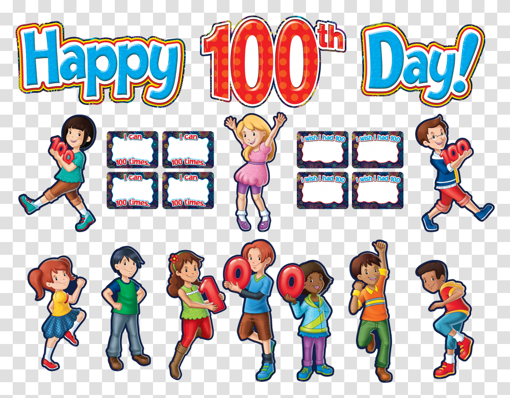 Fireworks Happy 100th Day Bulletin Board Display Set Bulletin Board, Person, Human, Flyer, Poster Transparent Png