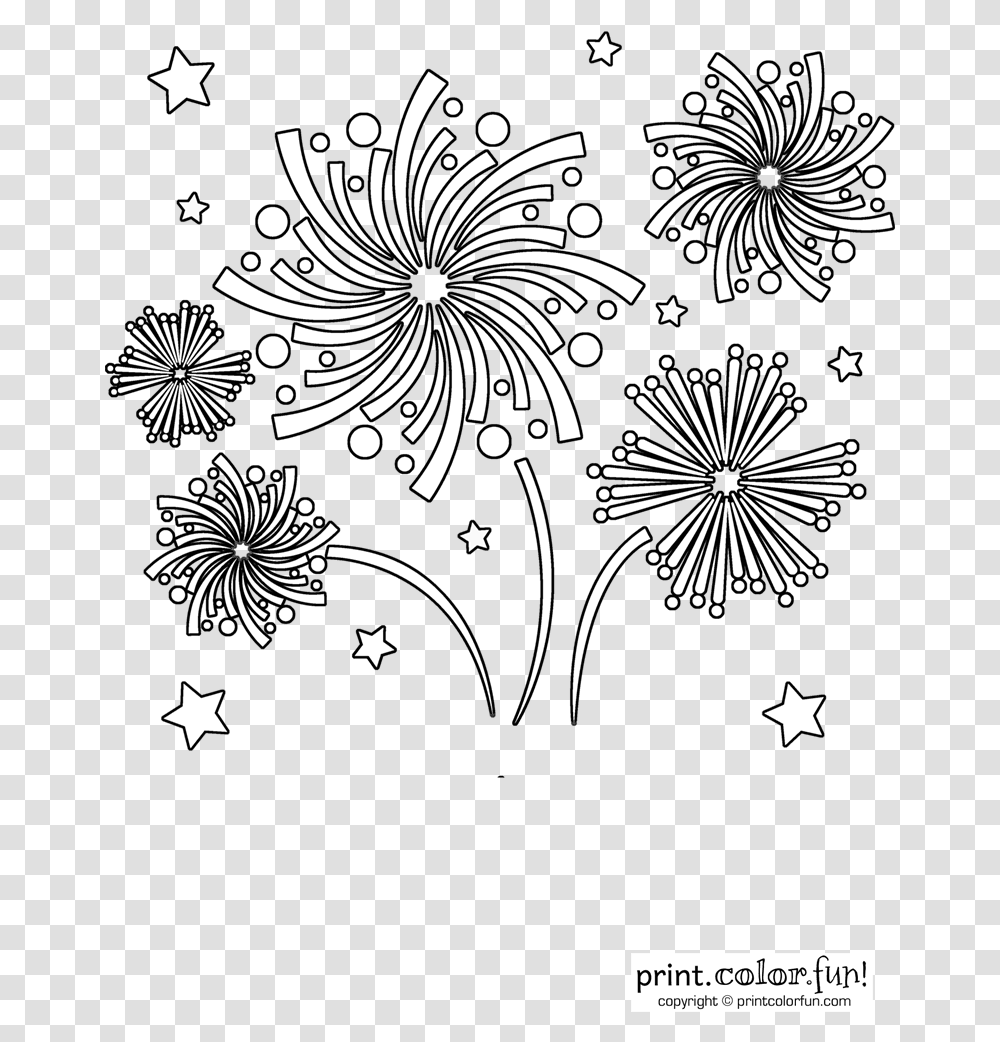 Fireworks In The Sky Adult Colouring Pages Of Fireworks, Floral Design, Pattern Transparent Png