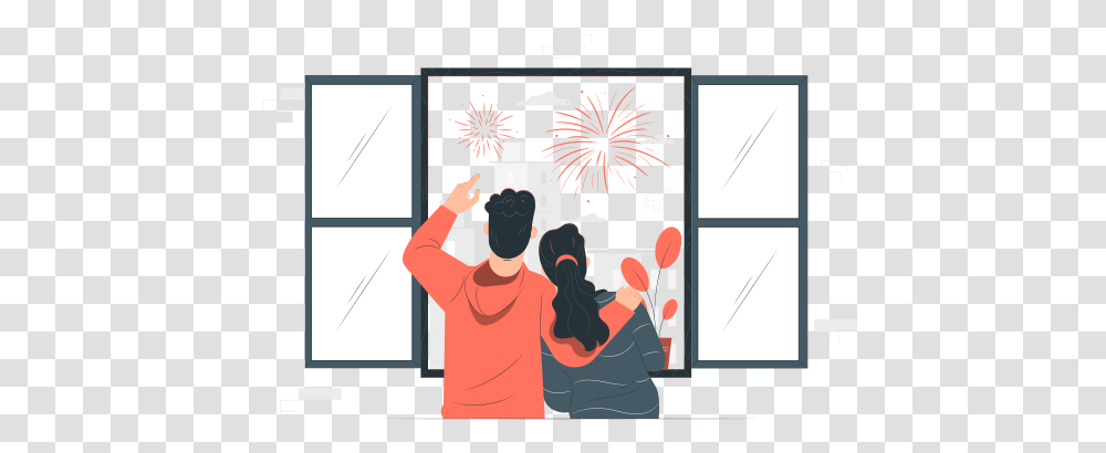 Fireworks Pana Style Illustration, Person, Nature, Outdoors, Poster Transparent Png