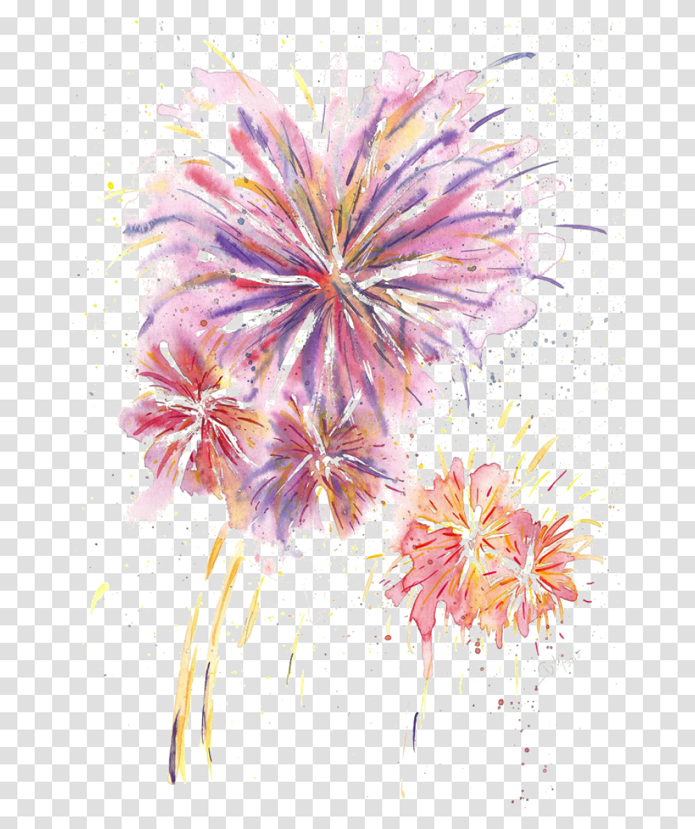 Fireworks Watercolor Thought For June Fireworks Watercolor, Plant, Flower, Petal, Dahlia Transparent Png