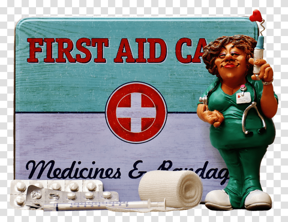 First Aid Care Medical Box With A Nurse Background For First Aider Landscape, Logo, Trademark, Red Cross Transparent Png