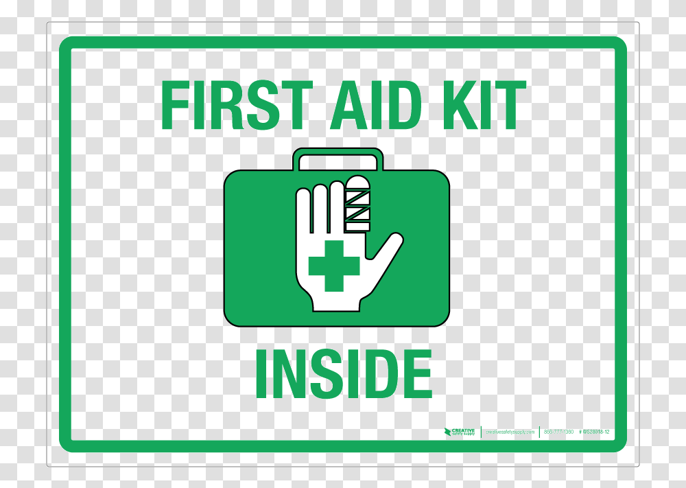 First Aid Kit Inside Wall Sign Green First Aid Kit Clipart, Label, Word, Alphabet Transparent Png