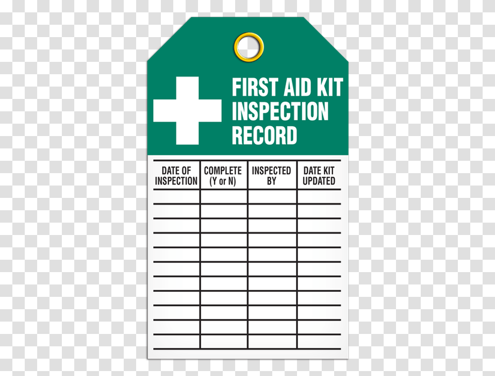 First Aid Kit Inspection Tag, Plot, Menu, Word Transparent Png