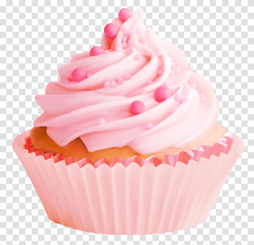 First Birthday Girl Cupcake, Cream, Dessert, Food, Creme Transparent Png