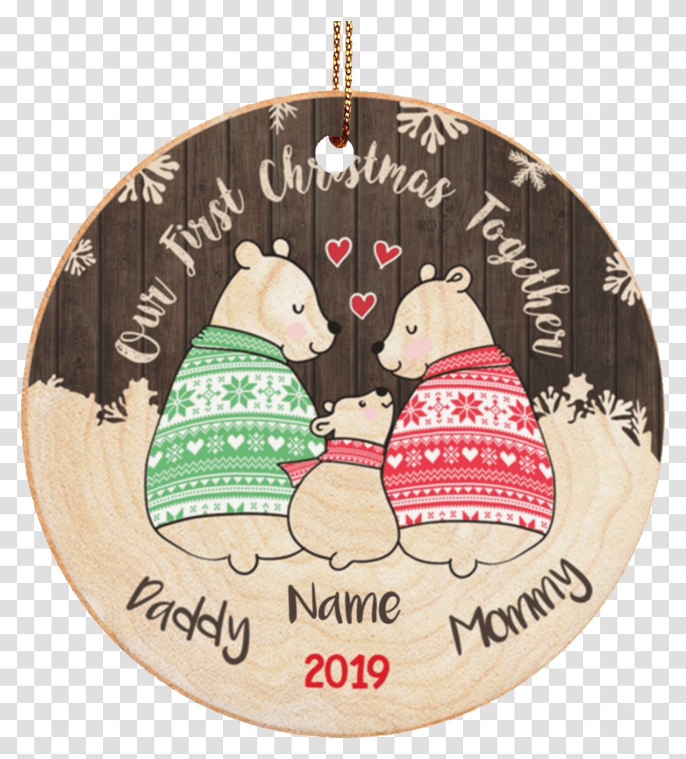 First Christmas Together Daddy Mommy Baby Bear Personalized Cartoon, Logo, Trademark, Bird Transparent Png