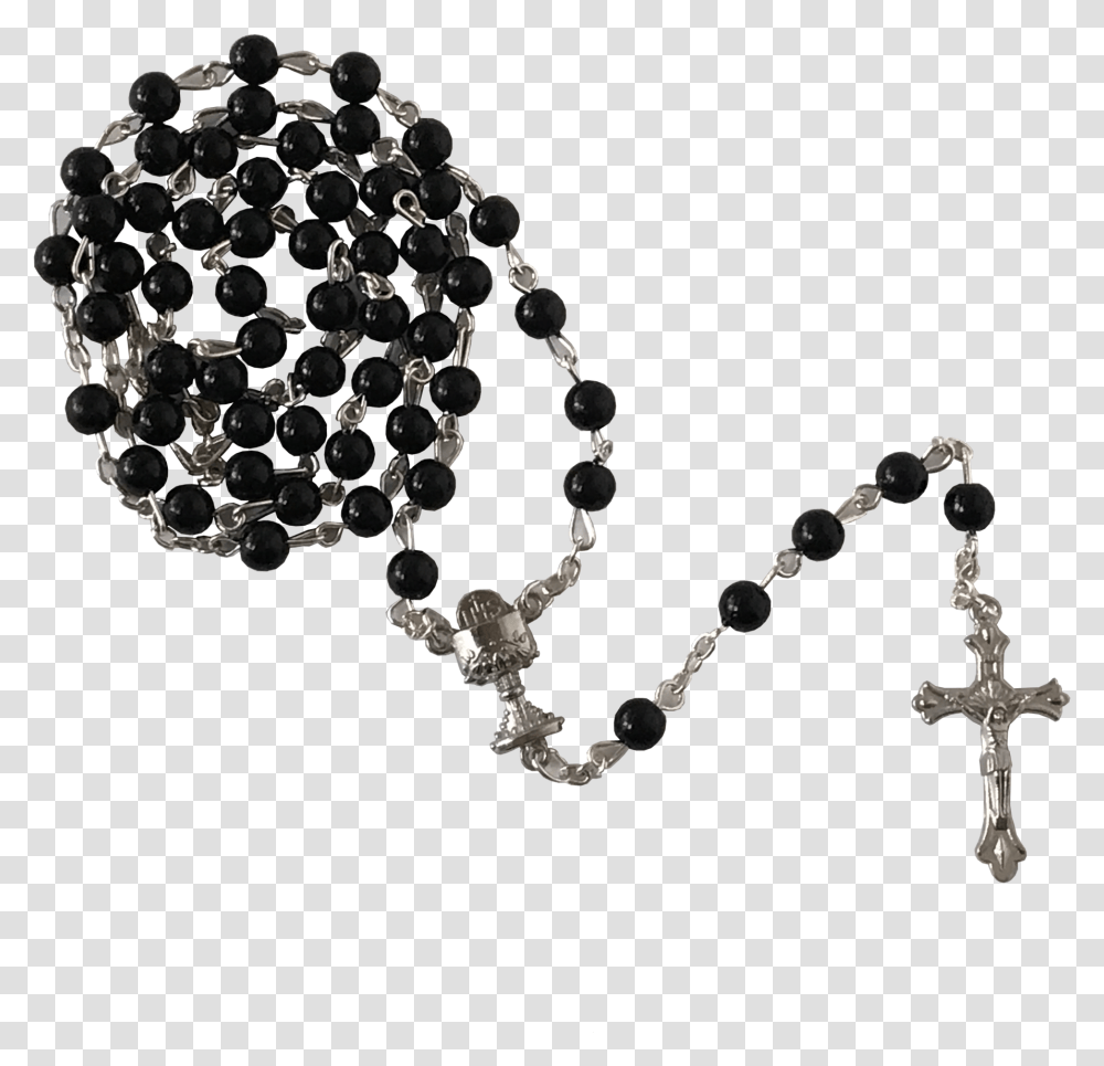 First Communion Black Rosary Bead, Accessories, Accessory, Cross Transparent Png