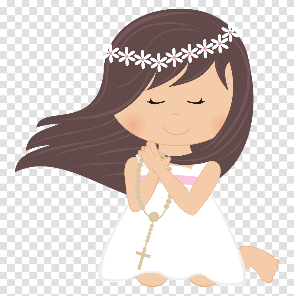 First Communion Girl Communion Girl Clipart, Person, Human, Female, Smelling Transparent Png