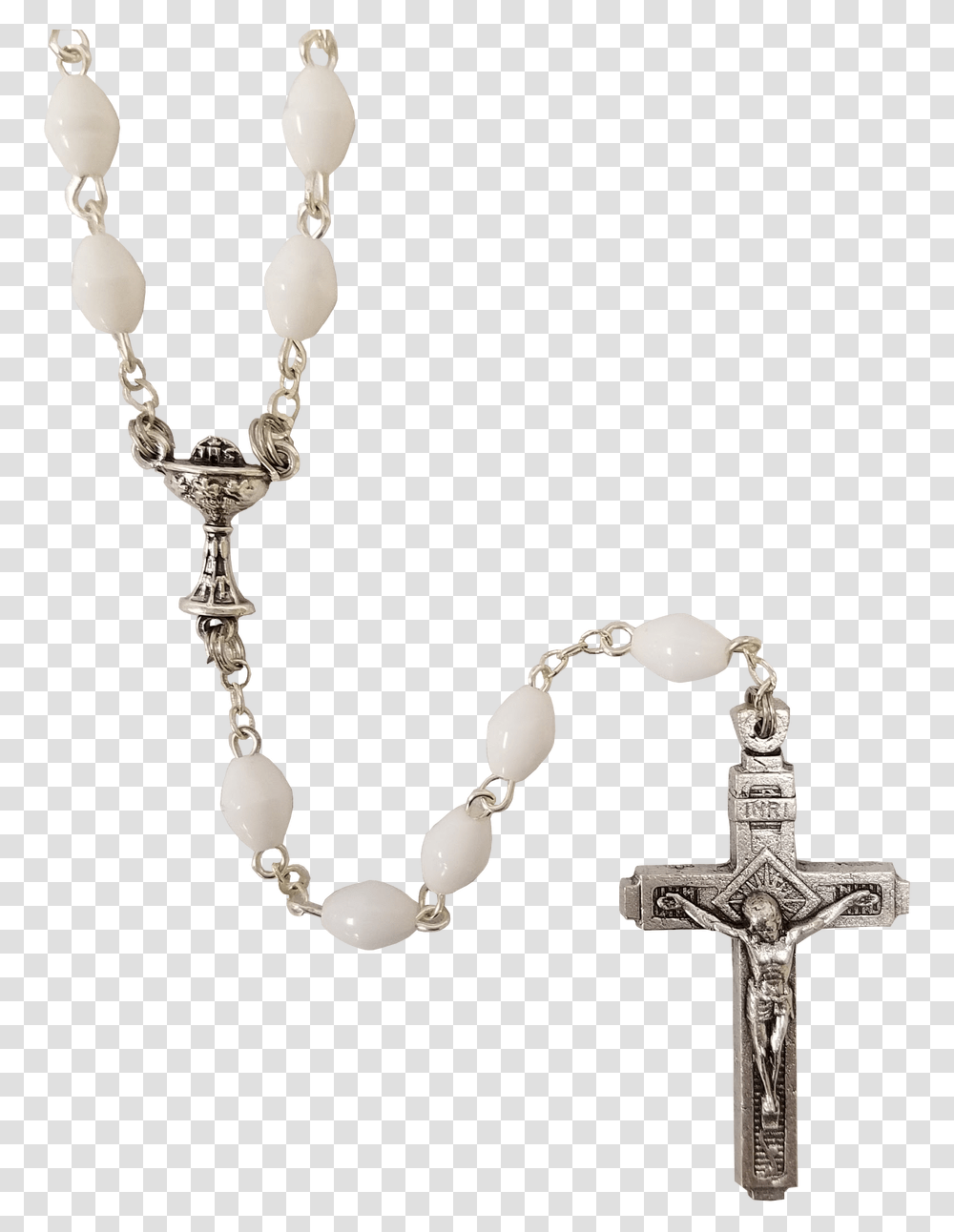 First Communion Simulated White Plastic Oval Rosary Cross, Pendant, Accessories, Accessory Transparent Png