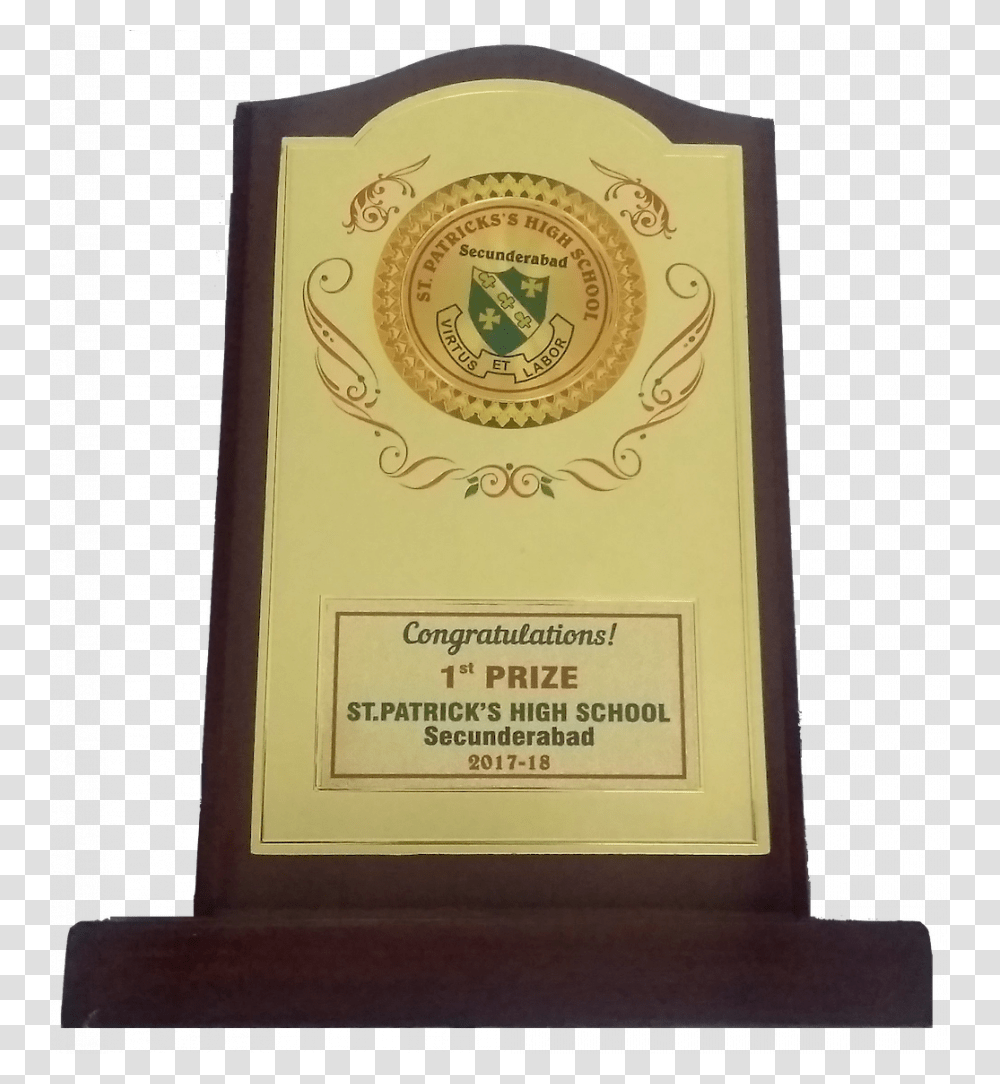 First Prize Ukg Trophy, Book, Plaque, Document Transparent Png