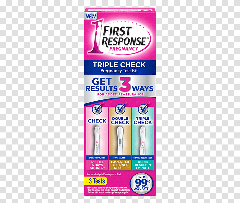 First Response Triple Check Pregnancy Test Kit, Brush, Tool, Toothbrush, Toothpaste Transparent Png