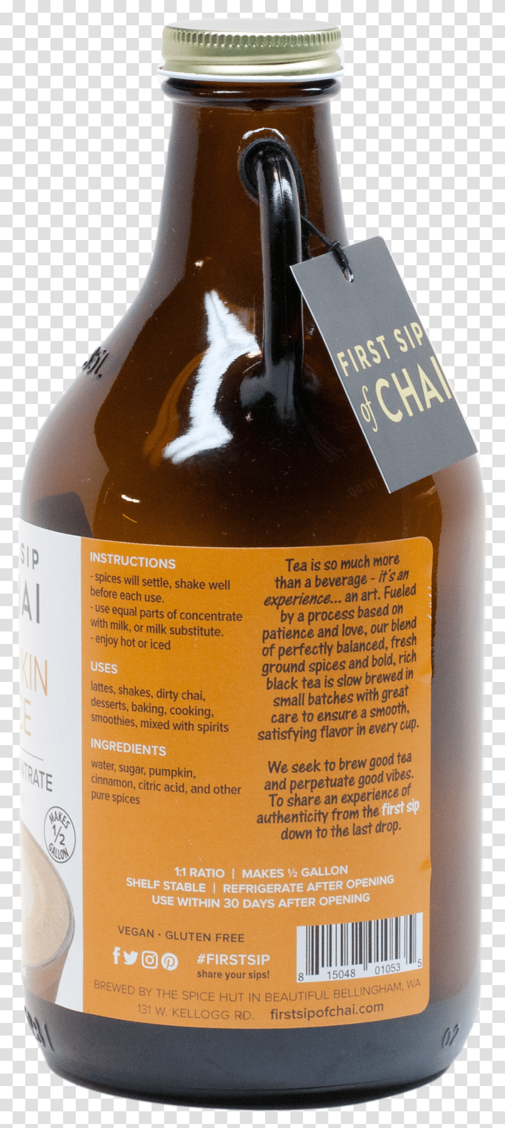 First Sip Of Chai Concentrate Glass Bottle Transparent Png