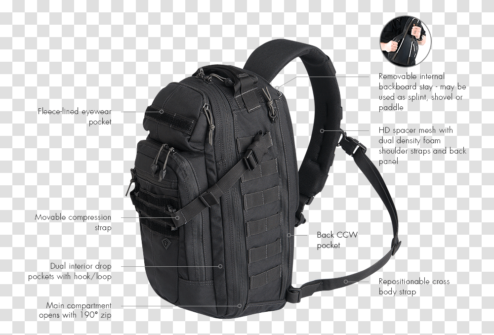 First Tactical Crosshatch Sling Pack, Backpack, Bag Transparent Png