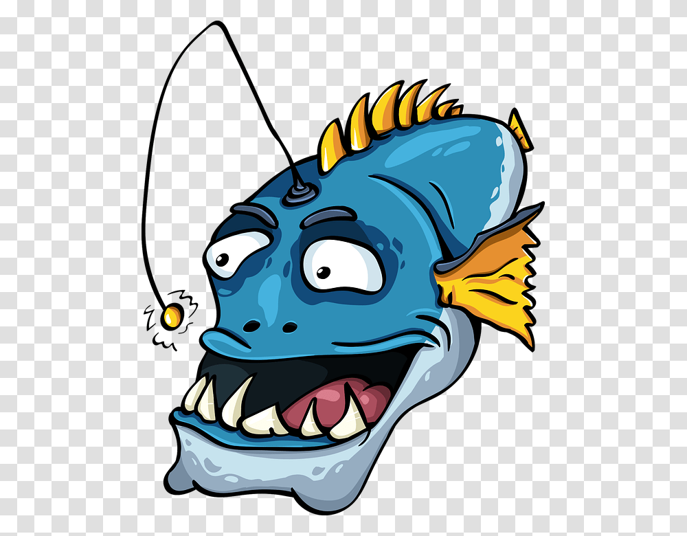 Fish An Angler Jaw Toothy Fun Character Sea Angler Fish Cartoon, Animal, Teeth, Mouth, Lip Transparent Png