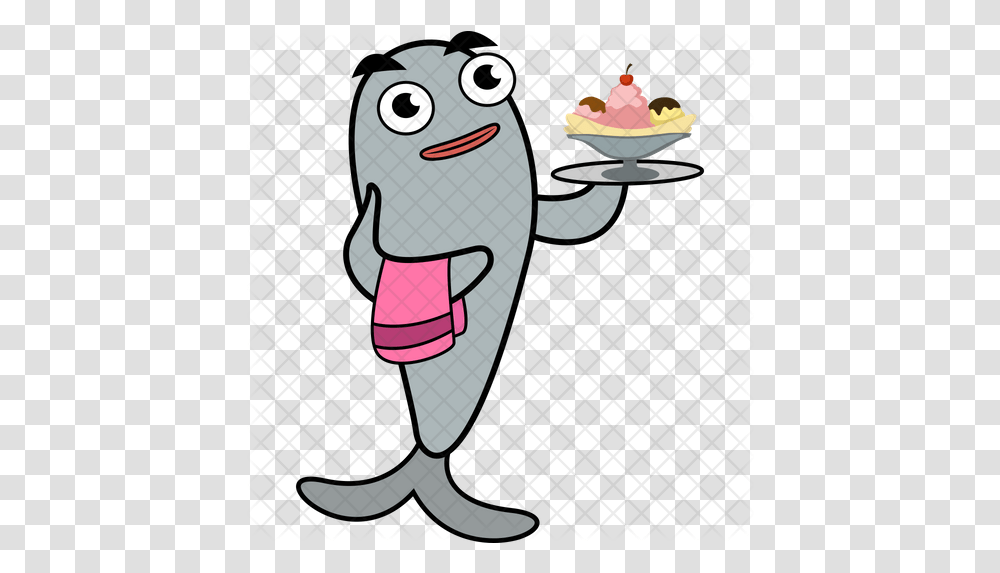 Fish As Waiter Icon Happy, Label, Text, Ice Cream, Dessert Transparent Png