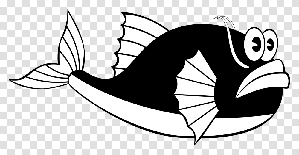 Fish Black And White Cute Fish Clip Art Black And White Hewan Laut, Label, Animal, Sticker Transparent Png
