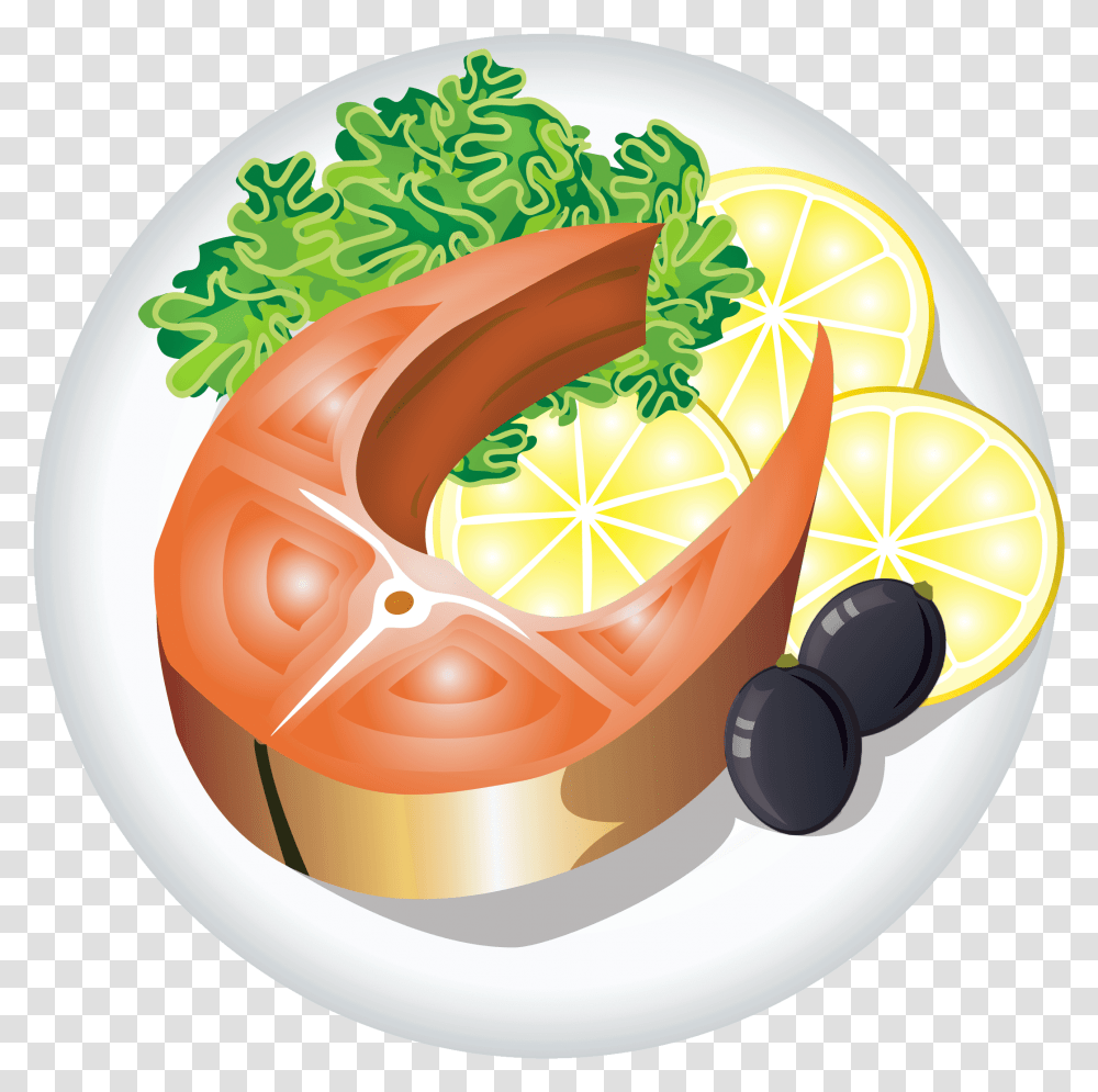 Fish Dish With Lemon Clipart Image Fish Food Clipart, Label, Sticker, Birthday Cake Transparent Png