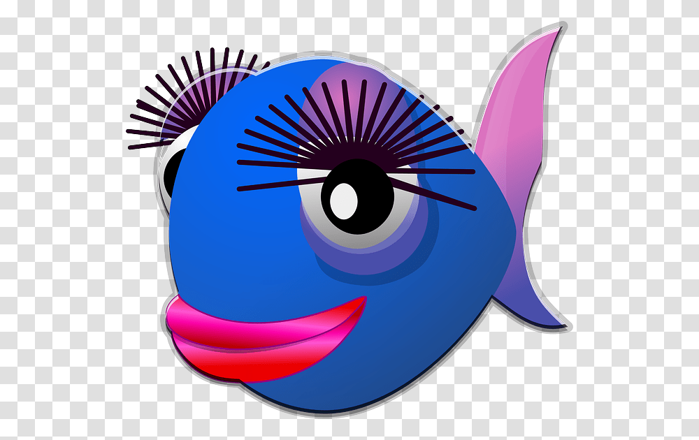 Fish Female Stylish Fashion Eye Lashes Cute Happy Cartoon With Big Eyelashes, Purple, Sphere Transparent Png