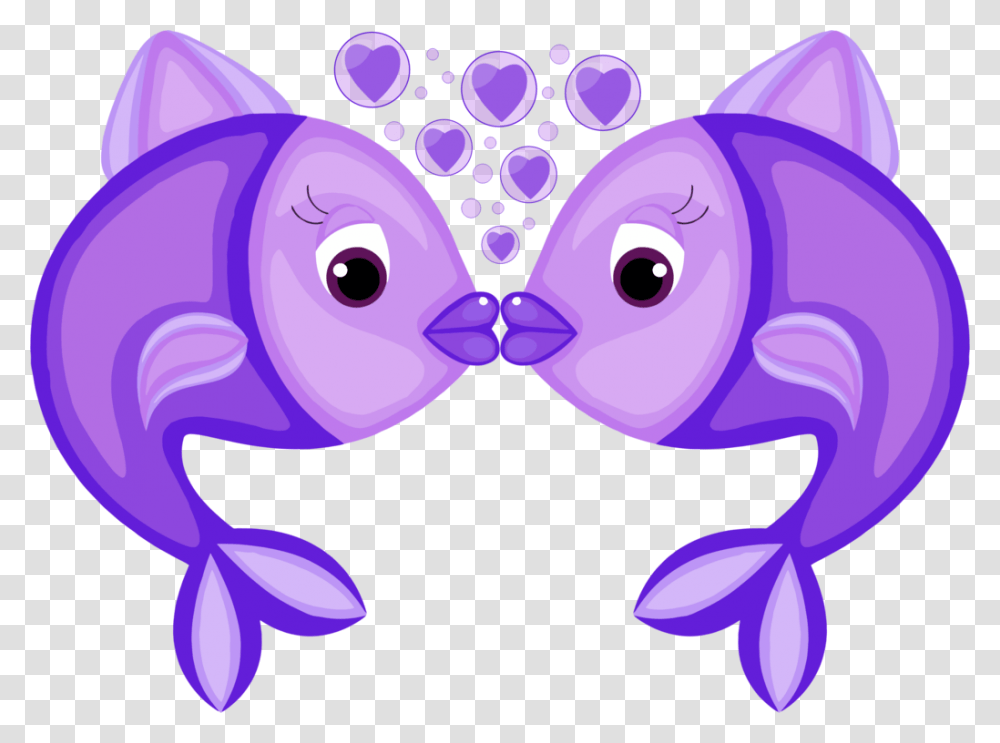 Fish In Love Clip Art, Animal, Purple, Amphibian Transparent Png