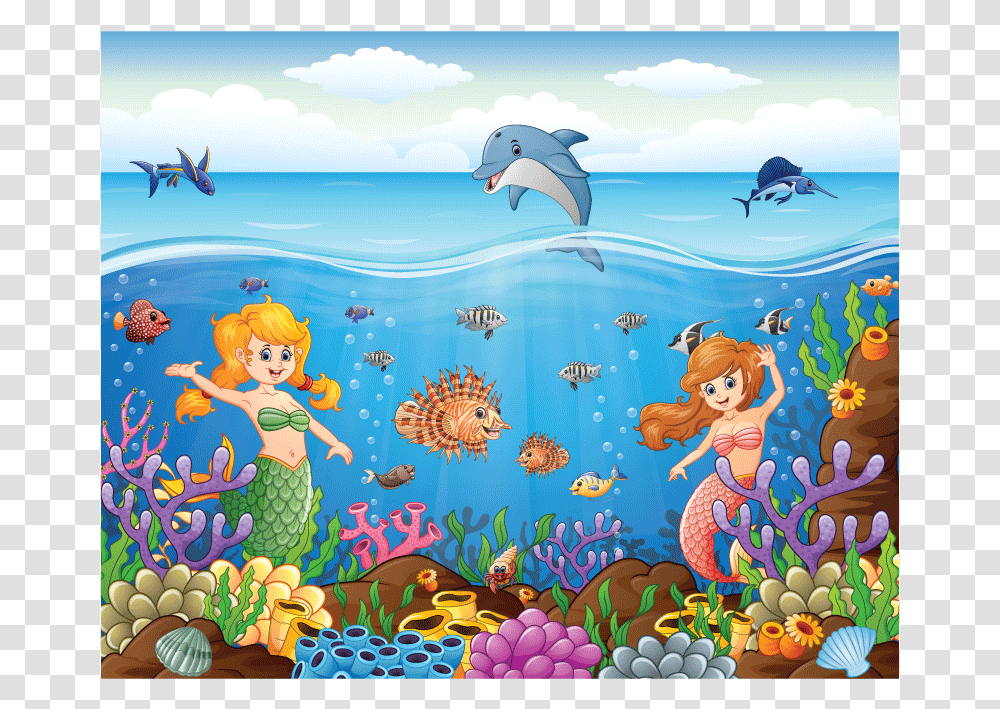 Fish In The Ocean Cartoon, Nature, Water, Outdoors, Bird Transparent Png