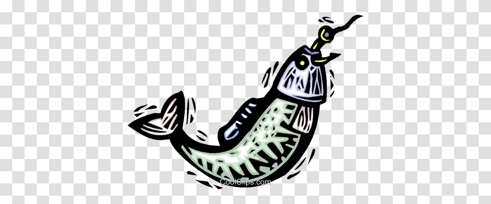 Fish On A Hook Royalty Free Vector Clip Art Illustration, Animal, Reptile, Mammal, Invertebrate Transparent Png