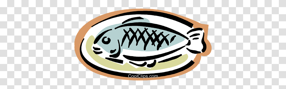 Fish On Plate Royalty Free Vector Clip Art Illustration, Dish, Meal, Food Transparent Png