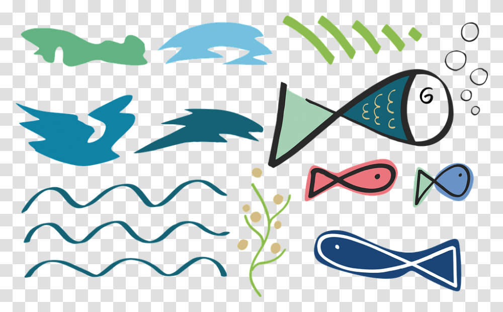 Fish Sea Shapes Free Vector Graphic On Pixabay Clip Art, Graphics, Text, Floral Design, Pattern Transparent Png