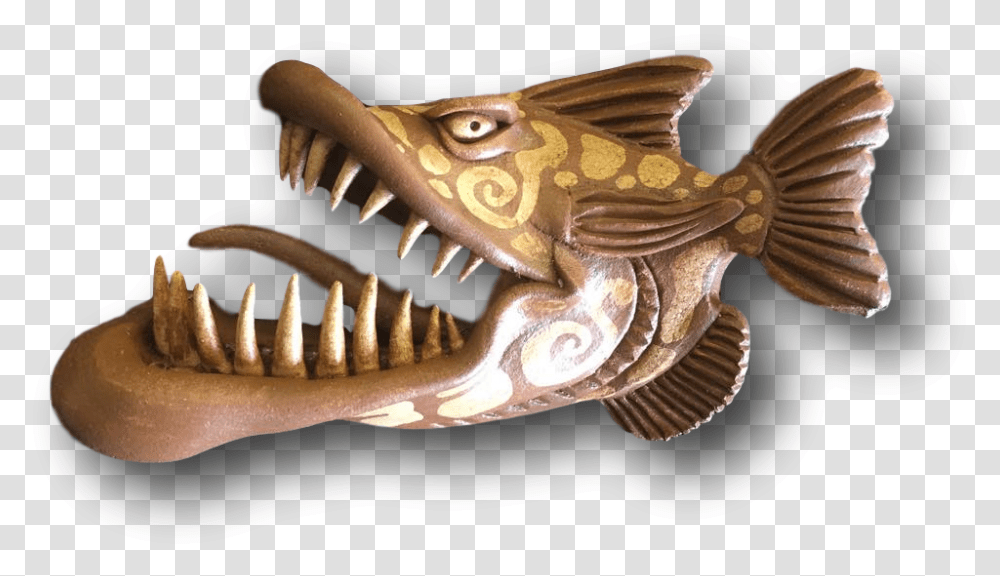Fish Skeleton Brown Tribal And Toothy Fish With Animal Figure, Dinosaur, Reptile, Teeth, Mouth Transparent Png