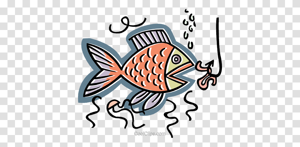 Fish With Baited Hook Royalty Free Vector Clip Art Illustration, Animal, Goldfish, Bird, Amphiprion Transparent Png