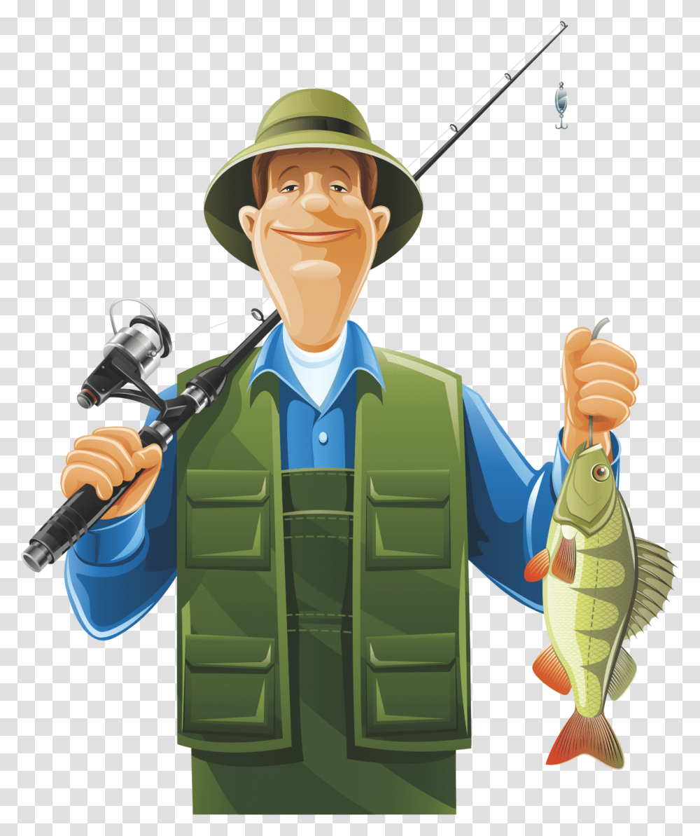 Fisherman Fishing Rod Clip Art Fisherman, Perch, Animal, Toy, Helmet Transparent Png