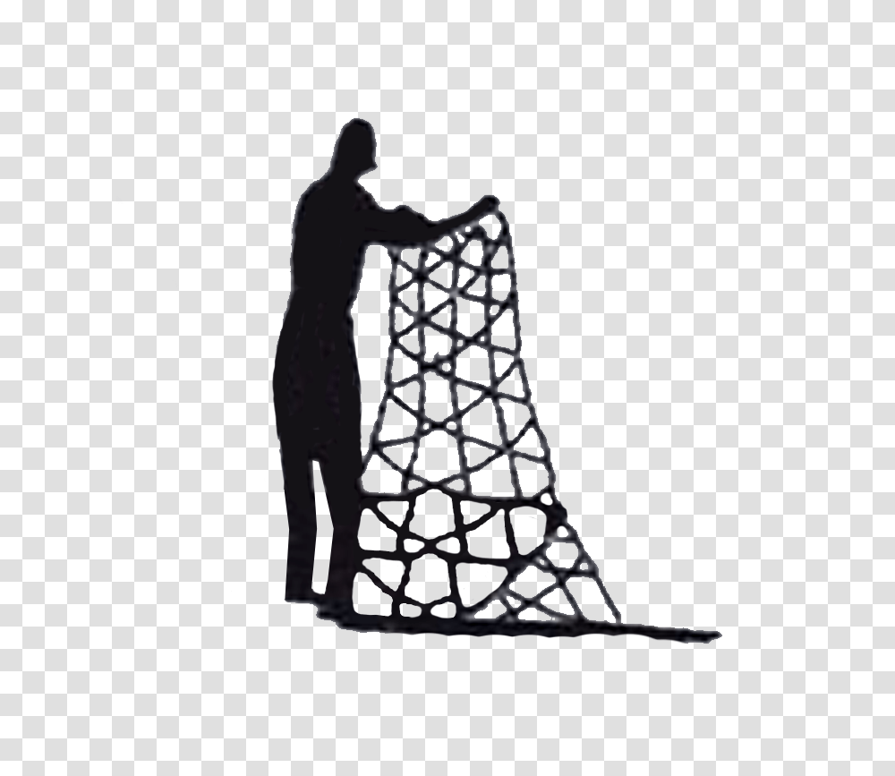 Fisherman Handling Fishing Net Architecture Material Sources, Person, Staircase, Silhouette Transparent Png