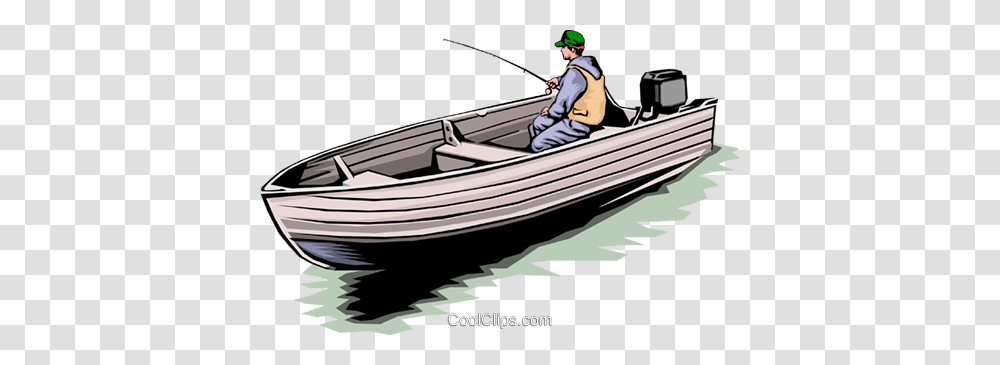 Fisherman In Boat Royalty Free Vector Clip Art Illustration, Person, Water, Vehicle, Transportation Transparent Png