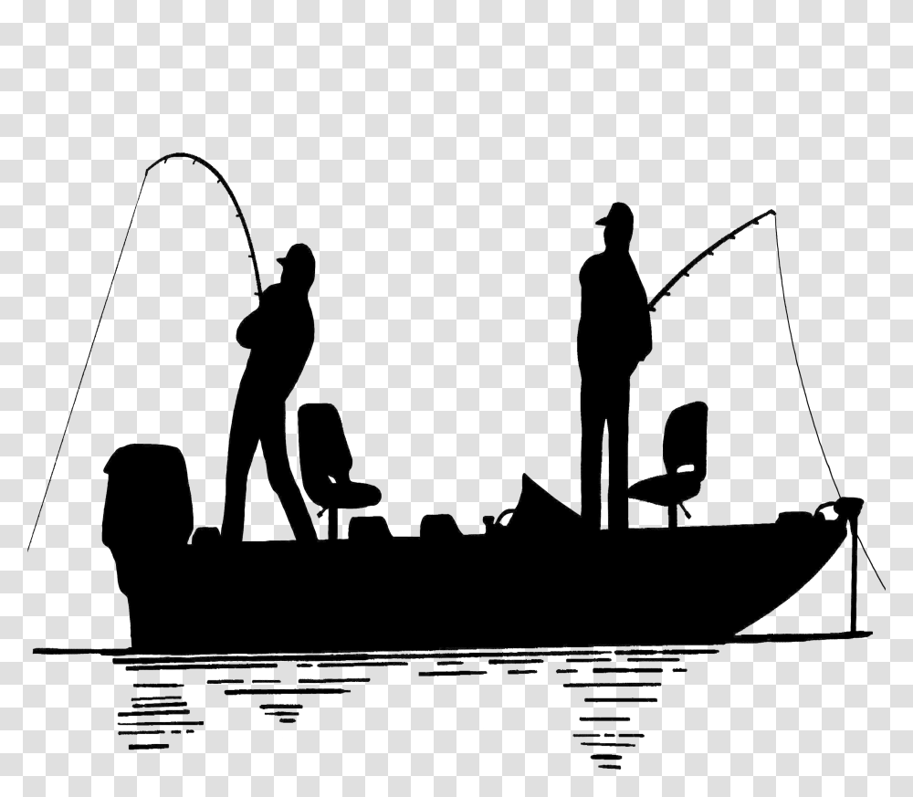 Fisherman In Clip Art Fishing Man In Boat Silhouette, Water, Furniture, Person, Leisure Activities Transparent Png