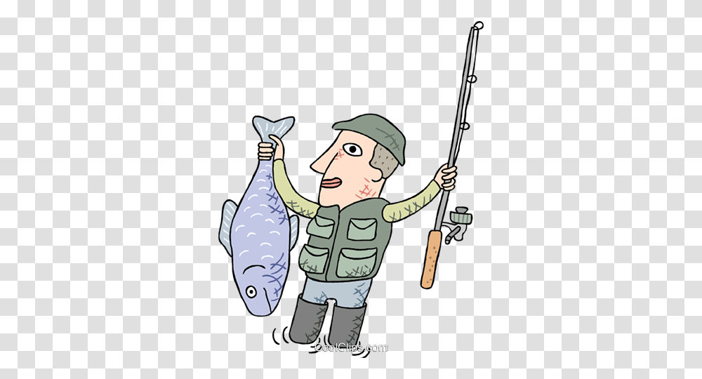 Fisherman With Large Fish Royalty Free Vector Clip Art, Outdoors, Person, Human, Water Transparent Png